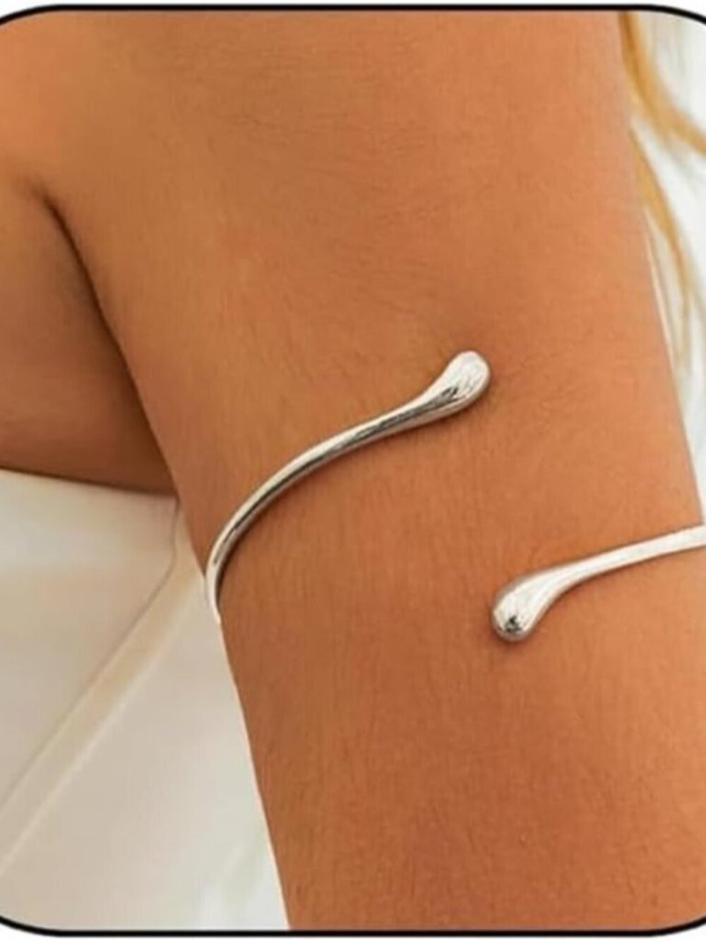 🆕 Women Silver Arm Cuff Bracelet 18K Adjustable Bangle Trendy Summer Jewelry